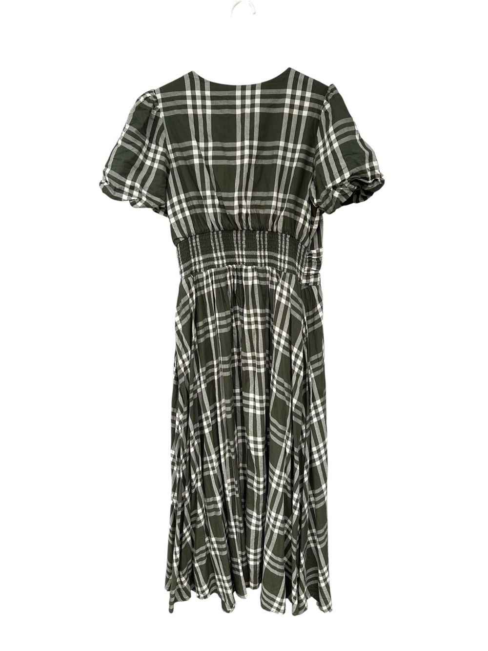 Anthropologie Katerina Button-Front Plaid Puff-Sleeve Midi Dress L - 100% Cotton - Picture 5 of 15